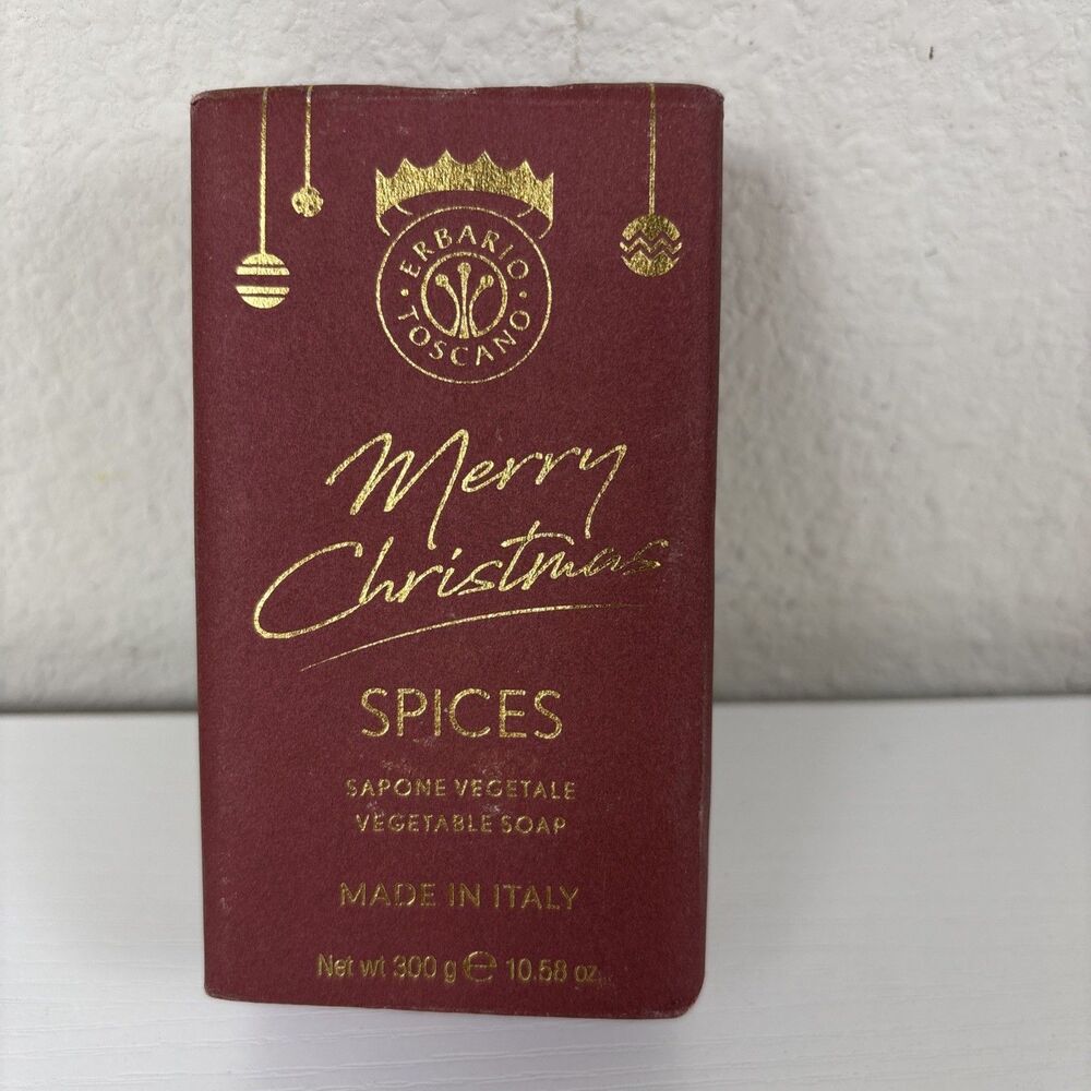 Erbario Toscano Italy Merry Christmas Spices Vegetable Soap Bar 10.5 OZ RARE HTF